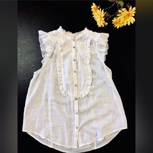 Anthropologie White Sleeveless Blouse